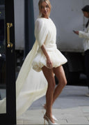 Liana | Vrouwen Elegant Cape Mini Zomerjurk met Ballonrok