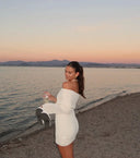Liz | Dames Off-Shoulder Bodycon Brei Mini Jurk