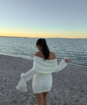 Liz | Dames Off-Shoulder Bodycon Brei Mini Jurk