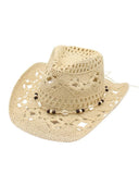 Lucia | Vrouwen Haak Strand Cowboy Hoed met Schelp Kralen Band
