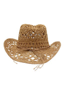 Lucia | Vrouwen Haak Strand Cowboy Hoed met Schelp Kralen Band