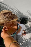 Lucia | Vrouwen Haak Strand Cowboy Hoed met Schelp Kralen Band