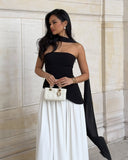 Raquel | Strapless maxi-jurk met sjaal