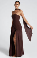 Raquel | Strapless maxi-jurk met sjaal