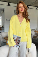 Lydia | Dames Gebreide Knopen Voorkant V-Hals Cardigan