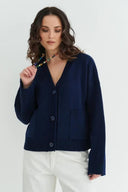 Lydia | Dames Gebreide Knopen Voorkant V-Hals Cardigan