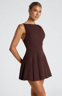 Lyra | Dames Mouwloze Uitlopende Hem Elegante Basis Mini Jurk