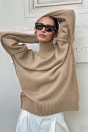 Macie | Dames Drop Shoulder Lange Mouw Turtleneck Gebreide Trui