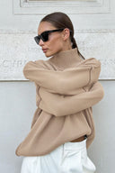 Macie | Dames Drop Shoulder Lange Mouw Turtleneck Gebreide Trui