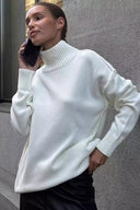 Macie | Dames Drop Shoulder Lange Mouw Turtleneck Gebreide Trui