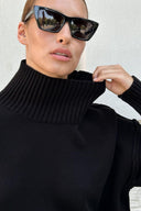 Macie | Dames Drop Shoulder Lange Mouw Turtleneck Gebreide Trui
