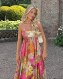 Isabelle | Strapless maxi-jurk met bloemenprint