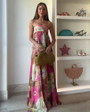 Isabelle | Strapless maxi-jurk met bloemenprint