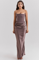 Maisy | Dames Strapless Corset Maxi Bruiloft Gast Jurk