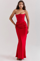 Maisy | Dames Strapless Corset Maxi Bruiloft Gast Jurk