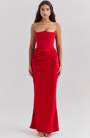 Maisy | Dames Strapless Corset Maxi Bruiloft Gast Jurk