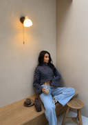 Maren | Dames Oversized Gestreepte Ritssluiting Trui Cardigan