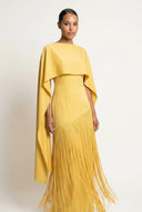 Mariah | Dames Cape Mouw Fringe Maxi Avond Bruiloft Gast Jurk