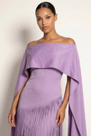 Mariah | Dames Cape Mouw Fringe Maxi Avond Bruiloft Gast Jurk