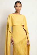 Mariah | Dames Cape Mouw Fringe Maxi Avond Bruiloft Gast Jurk