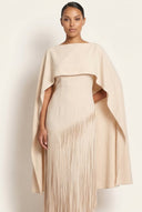 Mariah | Dames Cape Mouw Fringe Maxi Avond Bruiloft Gast Jurk