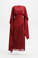 Mariah | Dames Cape Mouw Fringe Maxi Avond Bruiloft Gast Jurk