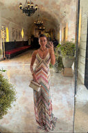 Marie | Dames V-hals Spaghetti Band Haak Maxi Jurk