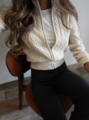 Marleigh | Dames Zip Hoge Hals Lange Mouw Gebreide Cardigan