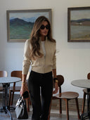 Marleigh | Dames Zip Hoge Hals Lange Mouw Gebreide Cardigan