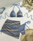 Mayra | Dames Print Triangle Bikini Set met Gerimpelde Cover-Up Rok