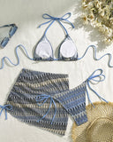 Mayra | Dames Print Triangle Bikini Set met Gerimpelde Cover-Up Rok