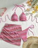 Mayra | Dames Print Triangle Bikini Set met Gerimpelde Cover-Up Rok
