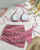 Mayra | Dames Print Triangle Bikini Set met Gerimpelde Cover-Up Rok