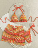 Mayra | Dames Print Triangle Bikini Set met Gerimpelde Cover-Up Rok
