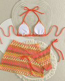 Mayra | Dames Print Triangle Bikini Set met Gerimpelde Cover-Up Rok