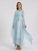Madelyn | Dames Draped Lange Mouwen Maxi Bruidsgast Jurk