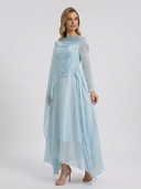 Madelyn | Dames Draped Lange Mouwen Maxi Bruidsgast Jurk