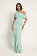 Melanie | Off-Shoulder Draped Maxi Prom Bruids Gast Jurk