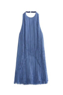 Milena | Blauw mini-jurk met franjes