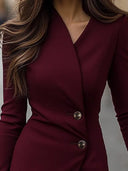 Nessa | Dames Midi Jurk met Lange Mouwen en Knopen