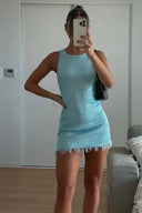 Nova | Vrouwen Cut-Out Sparkle Knit Mini Jurk