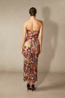 Novalee | Dames Strapless Bloem Versierd Bodycon Maxi Jurk