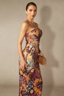 Novalee | Dames Strapless Bloem Versierd Bodycon Maxi Jurk