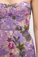 Novalee | Dames Strapless Bloem Versierd Bodycon Maxi Jurk