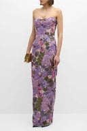 Novalee | Dames Strapless Bloem Versierd Bodycon Maxi Jurk