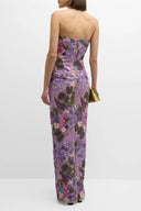 Novalee | Dames Strapless Bloem Versierd Bodycon Maxi Jurk