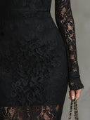 Orlaith | Dames Bloemen Kant Lange Mouwen Fishtail Maxi Jurk