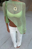 Palmer | Dames Off-Shoulder Open Gebreide Crop Top Cover-Up