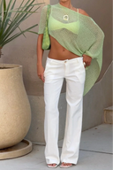 Palmer | Dames Off-Shoulder Open Gebreide Crop Top Cover-Up