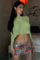Palmer | Dames Off-Shoulder Open Gebreide Crop Top Cover-Up